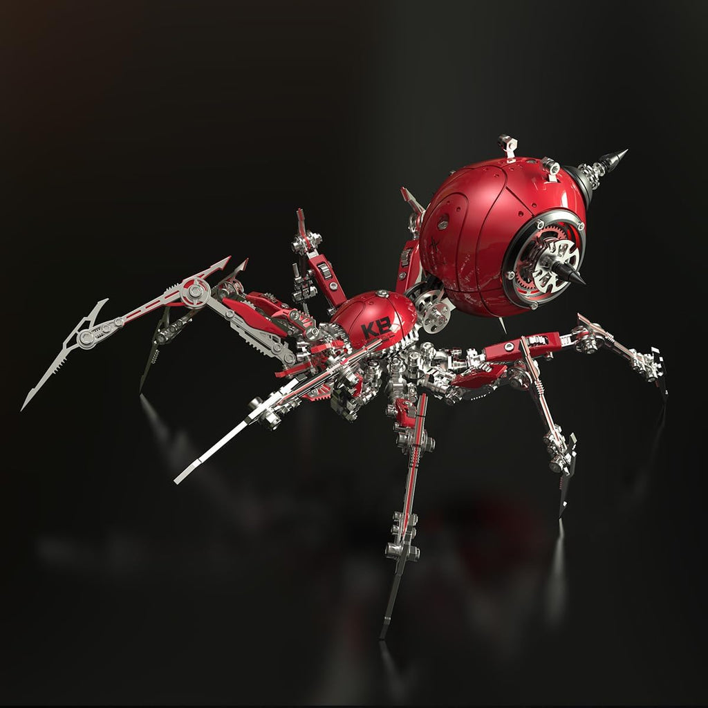 3D Metal Puzzle Spider Model Kit for Adults with Light, 602 PCS Mechanical Metal War Spider Steampunk Animal DIY Assembly Jigsaw Puzzle Model Desk Gifts for Adults