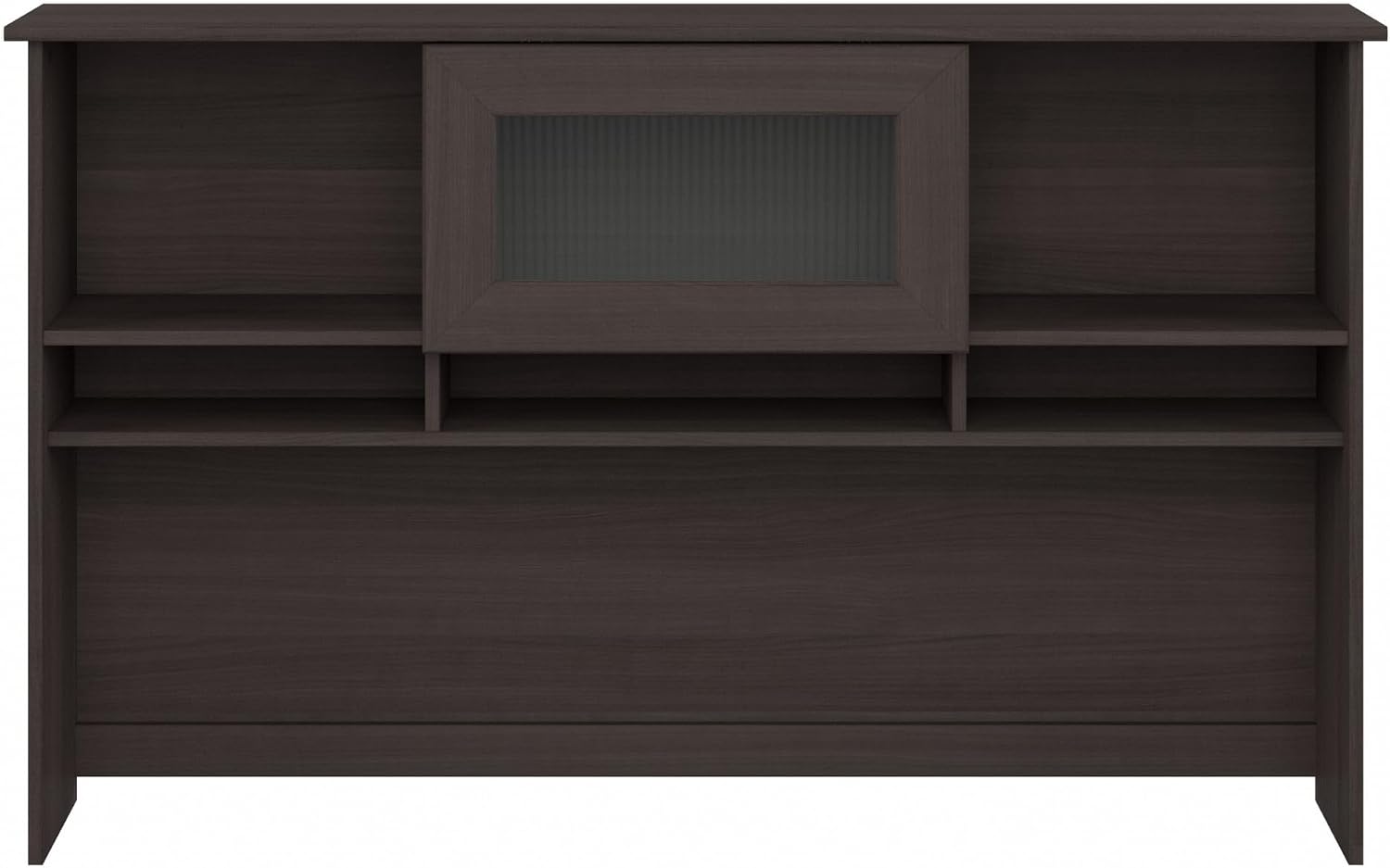 Bush Home Cabot 60W Desk Hutch in Heather Gray, Attachment with Shelves and Cabinet for Home Office