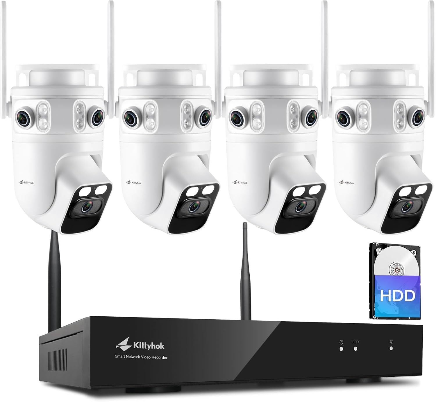 Home Security Camera System Wireless, Triple Lens 2K Security Cameras Wireless Outdoor with 360° Pan & Tilt, Motion Detection, Auto Tracking, 2.4/5GHz WiFi, Night Vision, 16CH NVR with 500GB HDD