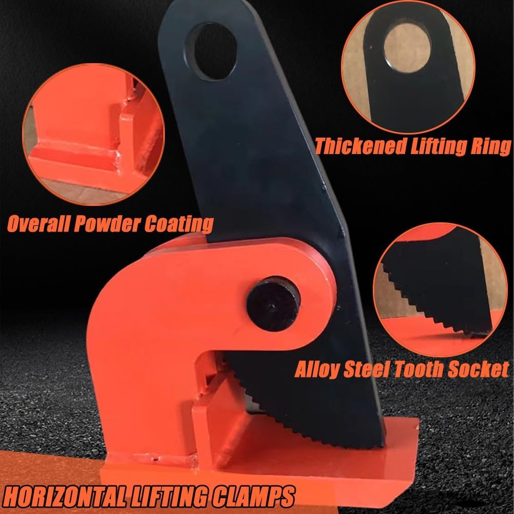 Horizontal Plate Lifting Clamp 4 Inch Opening Steel Plate Clamp for Lifting Multi Sheet Steel Lifting Clamp Stone Lifting Equipment Heavy Duty Lifting Tool(1T)
