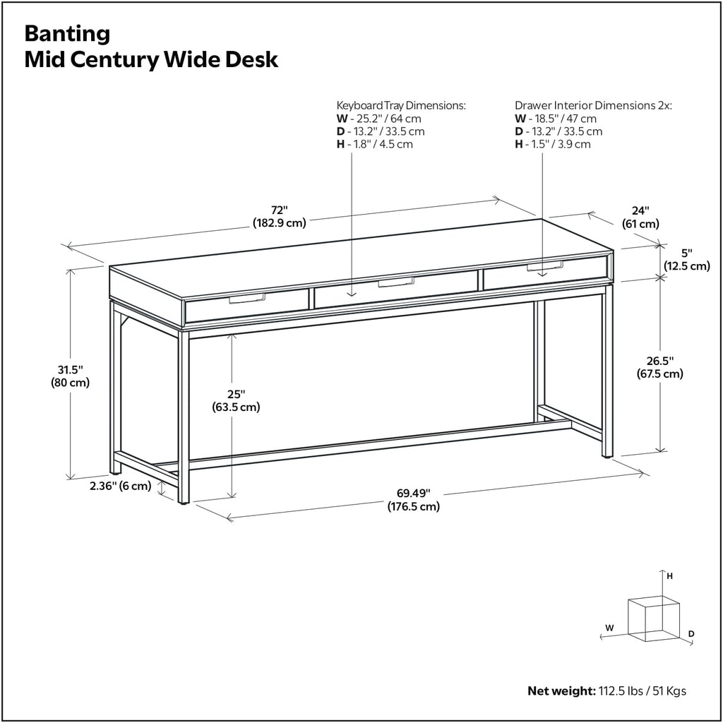 SIMPLIHOME Banting Desk and Bookcase Bundle - 72 inch Wide Solid Wood Desk with Drawers and 30 inch Wide 4-Shelf Bookcase in Walnut, Modern Industrial Home Office Furniture (Set of 2)