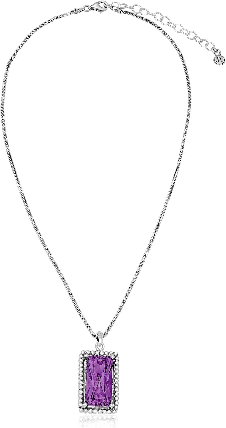 JEAN RACHEL JEWELRY 925 Sterling Silver Necklace for Women - Baguette with Cubic Zirconia Vintage Design - Hypoallergenic, Lead & Nickel Free - Artisan Handcrafted Statement Necklace
