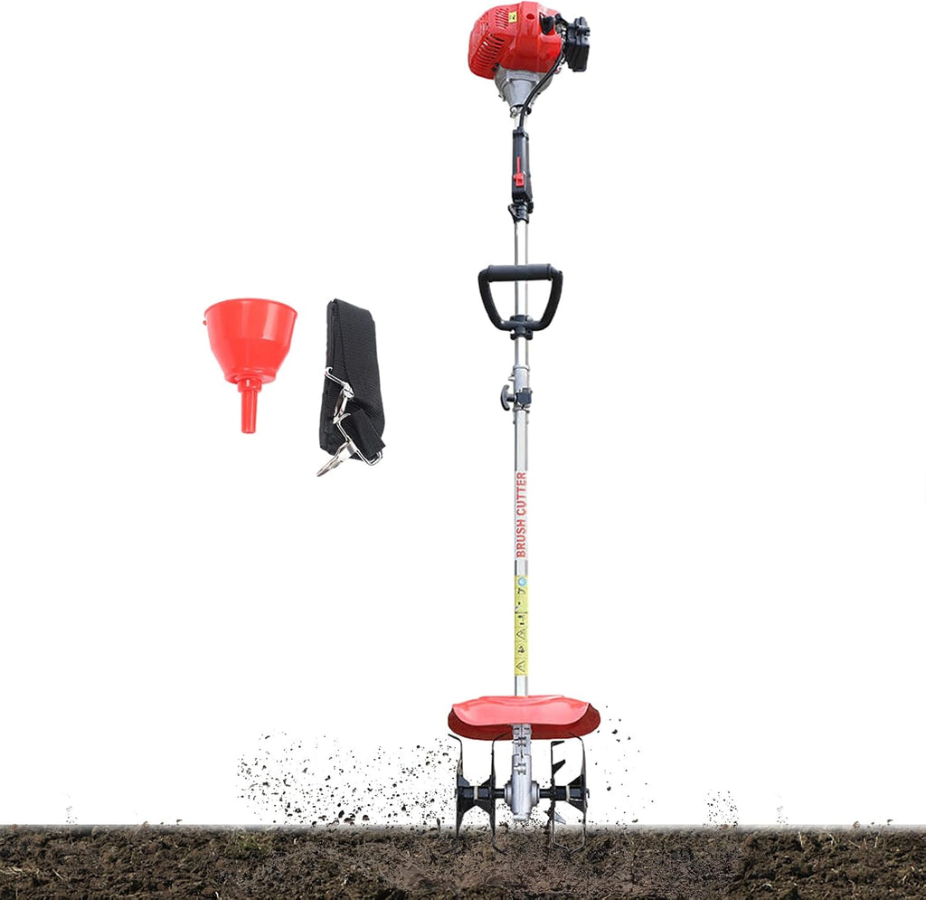 Garden Tiller Cordless,42.7CC 2-Stroke Single-Cylinder Gasoline Engine Rototiller Gas Powered,1.25KW Mini Tiller Cultivator,Cultivated Land Reclamation Tillage Ripper Garden Cultivators for Gardening
