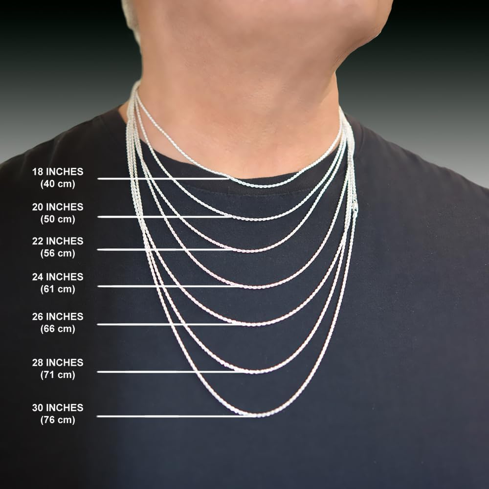 Sterling Silver Figaro Cable Link Chain Necklaces & Bracelets 3mm Beveled Nickel Free. Sizes 7-30 inch