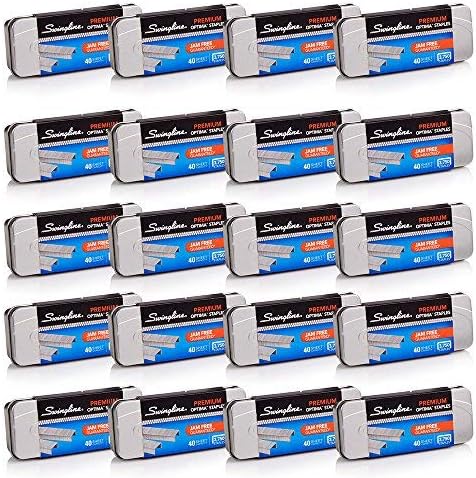 Swingline Staples, Optima, Premium, 1/4' Length, Jam Free, 210/Strip, 3750/Box, 20 Pack (S7035556CS)