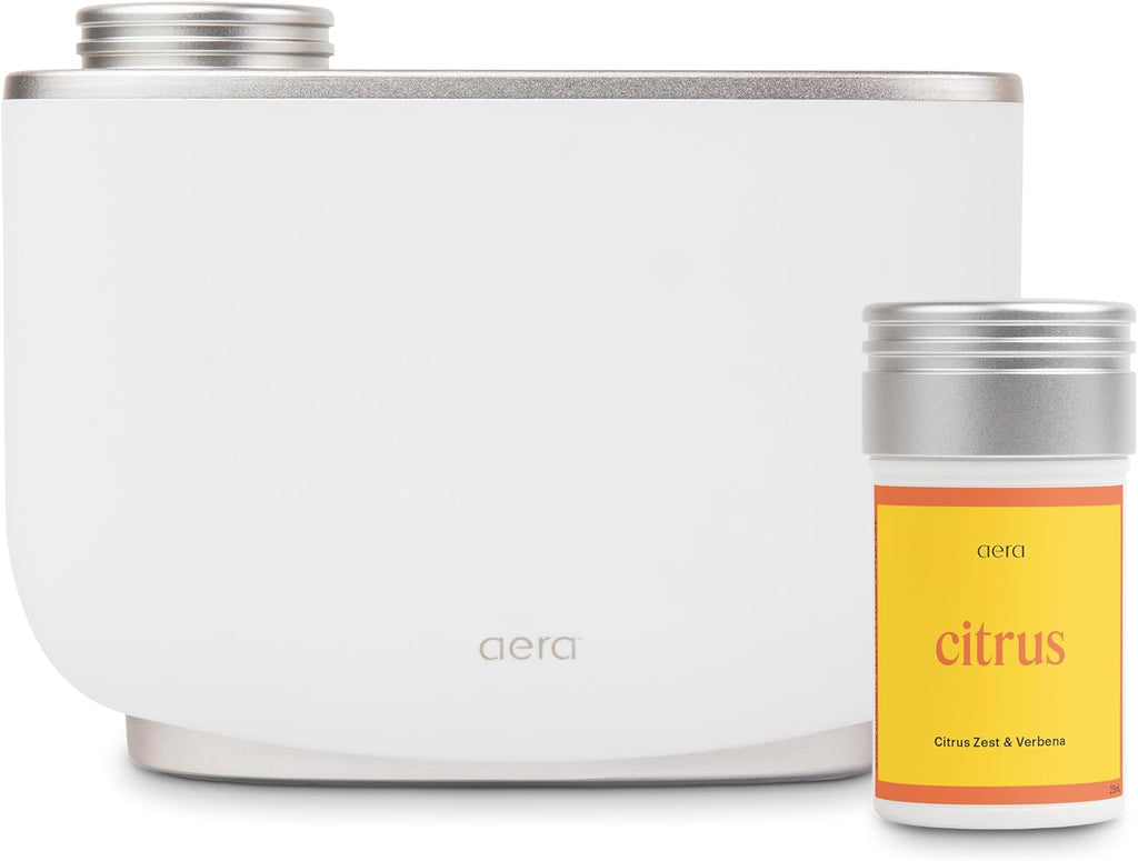Aera Waterless Plug-in Essential Oil Diffuser for Large Rooms + Citrus Fragrance Capsule – Wi-Fi App & Alexa Control – Luxury Home Fragrance Scent Machine Starter Kit (Includes 1 Capsule)