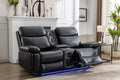 KEIKI Power Reclining Sofa Set with 1 Oversized Technical Leather Loveseat Sofa, Electric Control 2 Seat Couch Set with Cup Holder, Storage Armrest for Living Room, Black