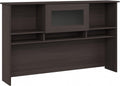Bush Home Cabot 60W Desk Hutch in Heather Gray, Attachment with Shelves and Cabinet for Home Office