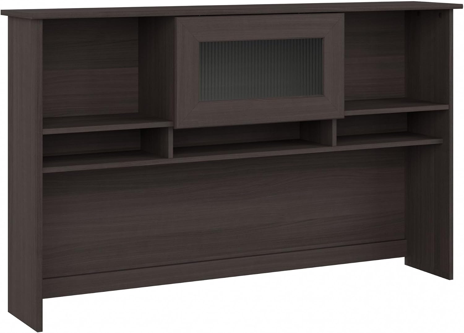 Bush Home Cabot 60W Desk Hutch in Heather Gray, Attachment with Shelves and Cabinet for Home Office