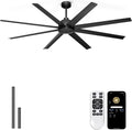 72'' Ceiling Fan no Light - Remote & APP Control, 6 Speed Reversible DC Motor Covered Outdoor Fan for Patio, Shop, Garage, Black without Light