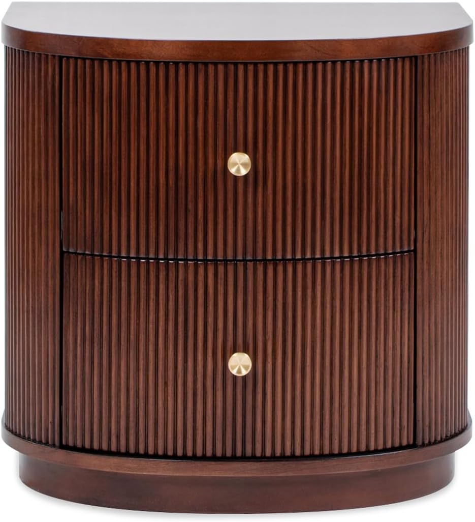 Jennifer Taylor Home Valentine 24' 2-Drawer Storage Side Table, Dark Walnut Beech Wood