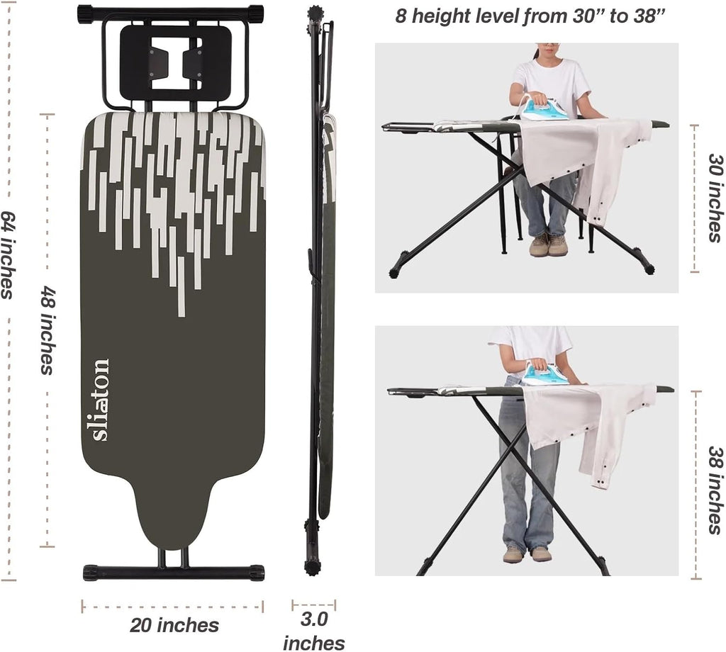 Extra Large Ironing Board with Large Hang Rail and Iron Rest in 63' L x 20' W (with Iron Rest)