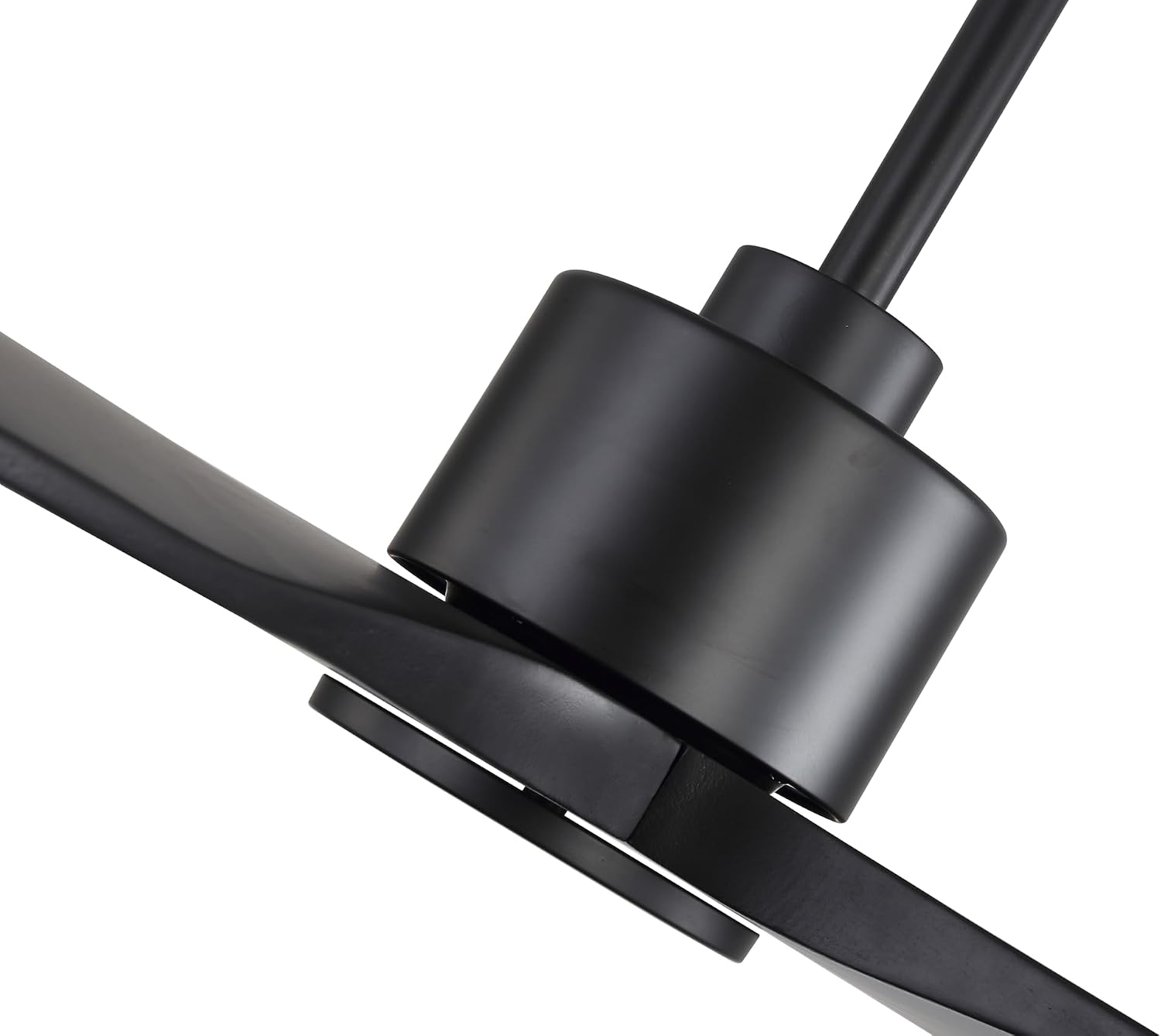 WINGBO 48' DC Ceiling Fan without Lights, 4 Carved Solid Wood Blades, 6-Speed Noiseless Reversible DC Motor, Modern Ceiling Fan No Light with Remote, Matte Black Finish with Black Blades, ETL Listed