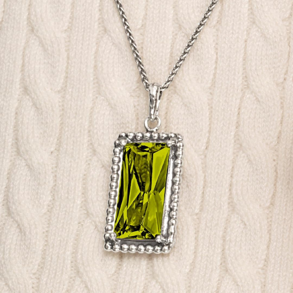JEAN RACHEL JEWELRY 925 Sterling Silver Necklace for Women - Baguette with Cubic Zirconia Vintage Design - Hypoallergenic, Lead & Nickel Free - Artisan Handcrafted Statement Necklace