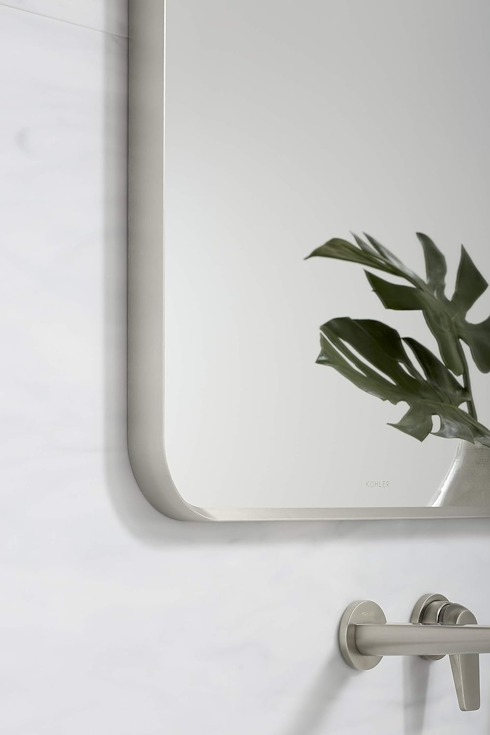 Kohler 26052-BNL Essential Rectangular Bathroom Mirrors, Bathroom Mirrors for Over Sink, 22 in. W x 34 in. H, Brushed Nickel