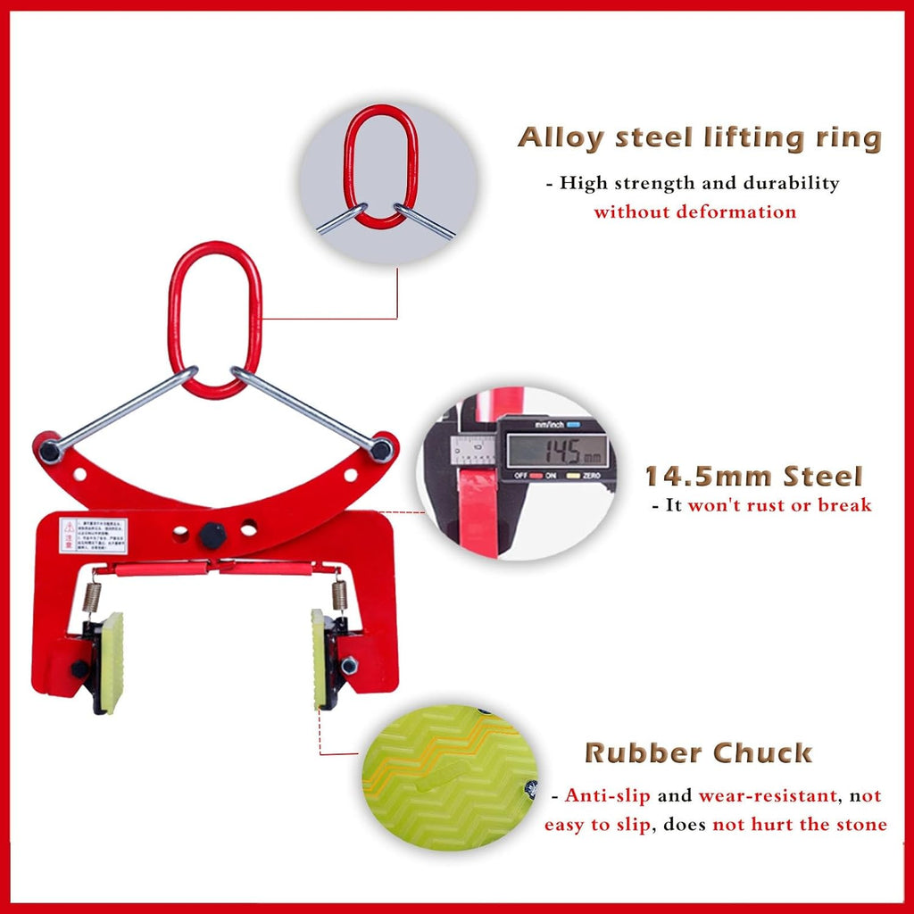 Feeding Mats Granite Slab Lifting Clamp, Scissor Stone Carrying Clamps For 325 260 280 Kg Marble, Adjustable Opening Lifting Clamps Grabber/Slate Clip Lifting Tool(Opening size 2.4-7.1in/6-18CM)