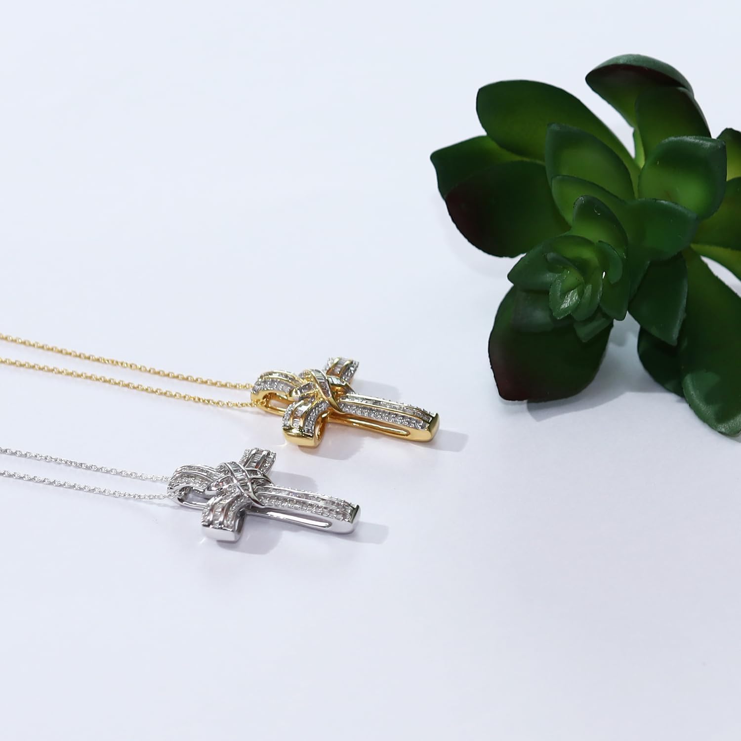 Infinity Cross Diamond Pendant Necklace for Women & Men, 1.00 Cttw Natural or Lab-Grown Diamond in 14K Gold Over 925 Sterling Silver, Religious Christian Jewelry Gift with 18' Chain