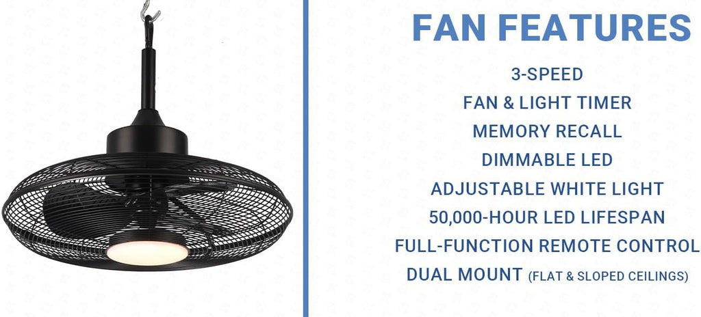 Wynwood QL11191BK 20-Inch Markham Wet Rated Ceiling Fan, Matte Black, Outdoor Ceiling Fan with 3-Way CCT LED Light, 3-Speed Remote Control, All-Weather ABS Blades