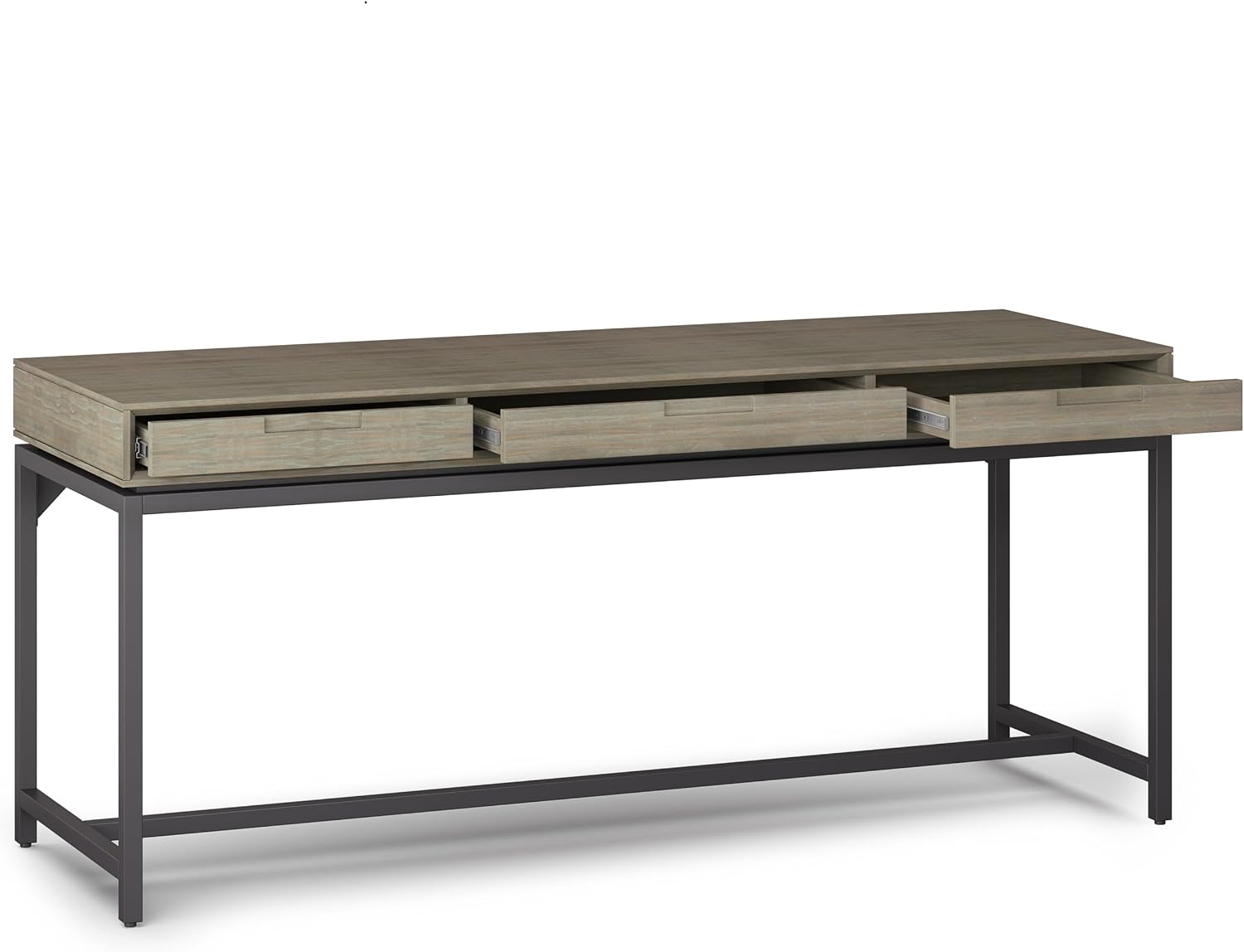 SIMPLIHOME Banting Desk - 72 Inch Wide Solid Wood and Metal Writing Desk in Distressed Grey, Modern Industrial Home Office Computer Table for Study with 2 Drawers and Flip-Down Keyboard Tray