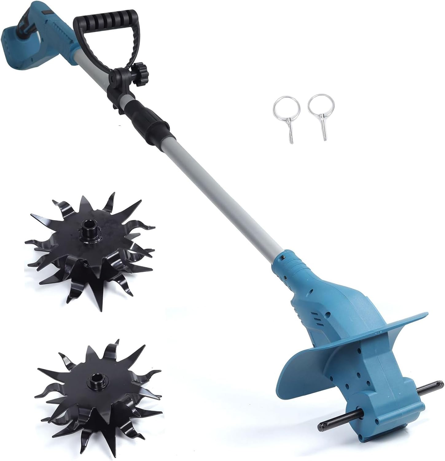 21V Electric Cultivator Cordless Tiller 330RPM High Speed 4 Durable Steel Tines for Lawn Gardening Soil Cultivation 9.5inches Depth