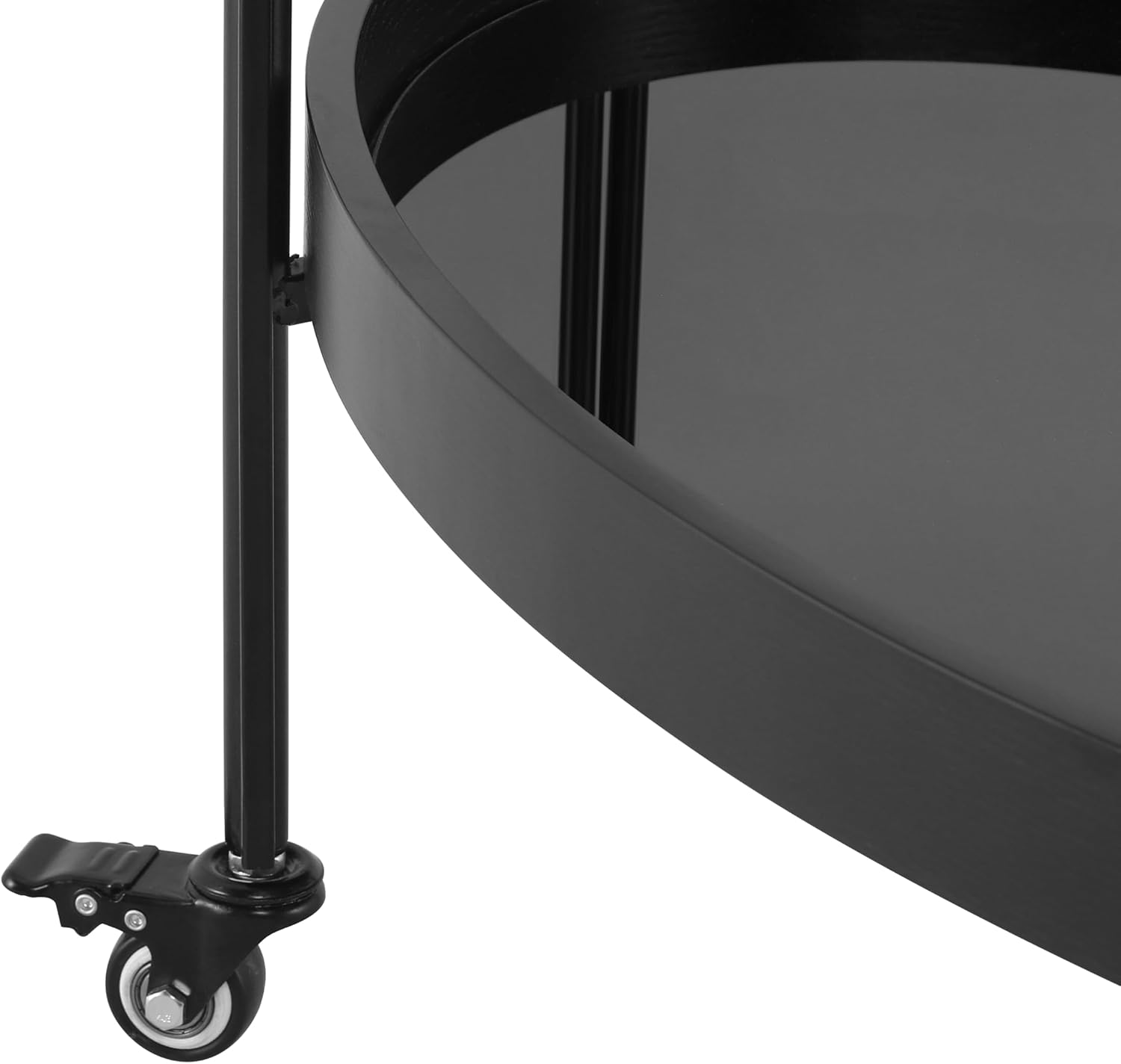 Christopher Knight Home Liz Bar Cart with Wheels, Oval Serving Cart with 2 Tempered Glass Shelves for Home Bar/Kitchen, 2 Tier Storage Drink Trolley, Beverage Cart with Metal and Wood Frame, Black