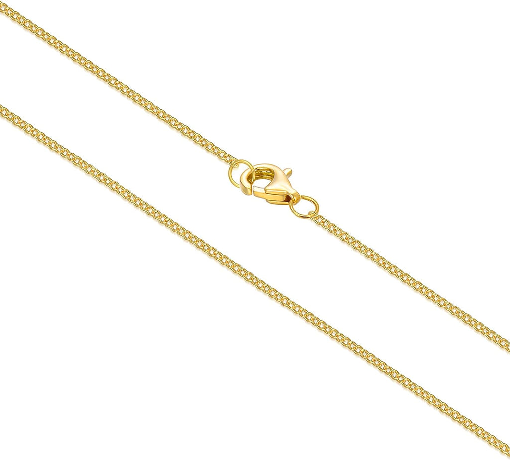 10k 14k 18k Real Gold Thin Gold Chain Necklace for Women, Classic Thin Cable Chain Necklace 1mm, 1.2mm, 1.35mm, 1.6mm, 1.75mm Durable Strong Solid 14k Gold Chain Necklace Women
