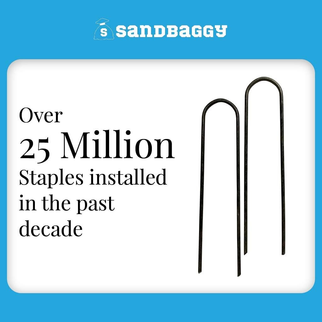 Sandbaggy Galvanized 6 Inch Round Top Landscape Staples ~ SOD Garden Stakes for Drip Irrigation Tubing & PVC Piping - Trusted by Farmers & Contractors Across USA (1,000 Staples)