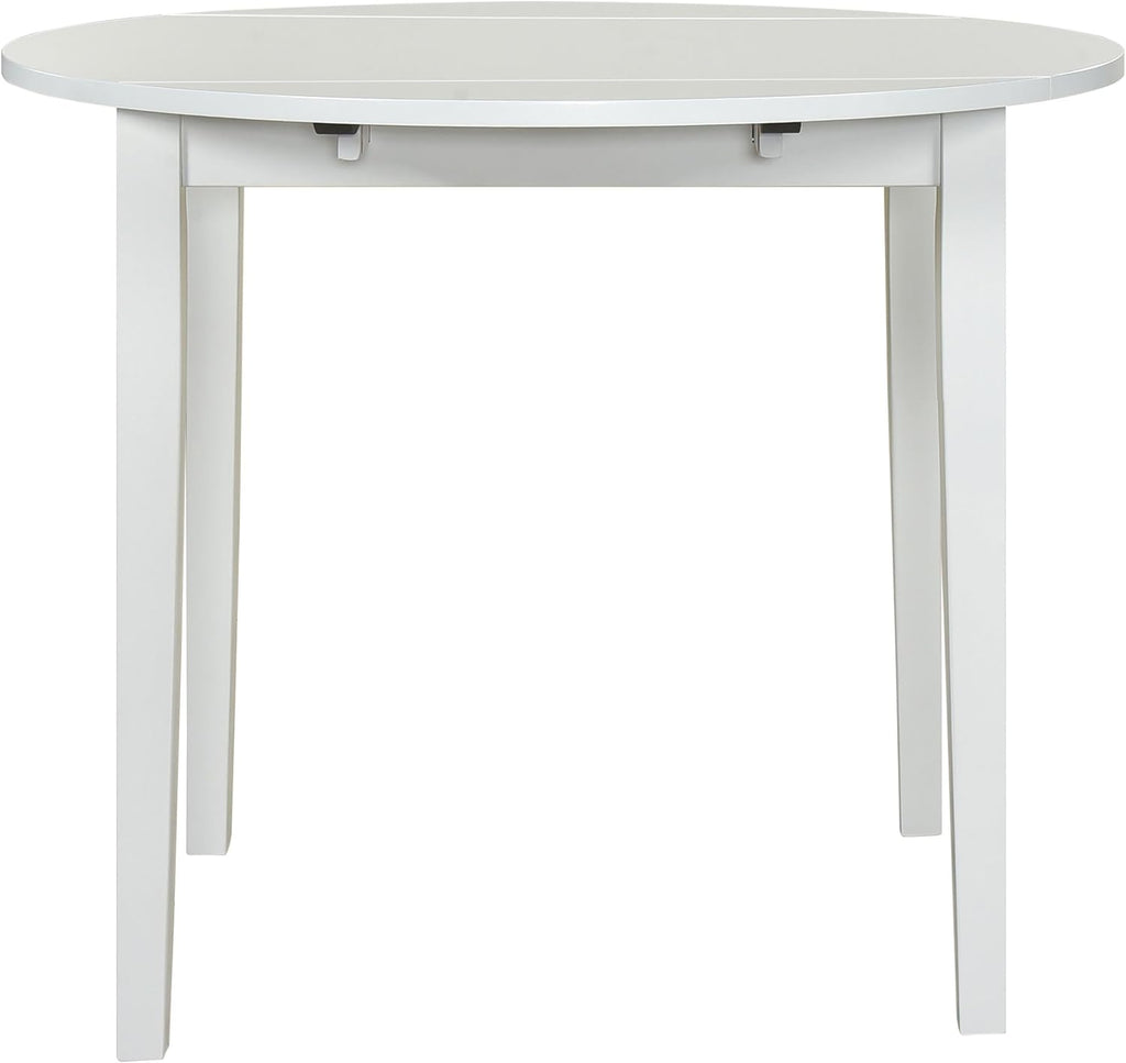 Coaster Home Furnishings - Bucknell - Wood - 3-Piece Extension Table Dining Set with Two 7-Inch Drop Leaves, Ladder-Back Chairs and Padded Seats - Dining Room - White - 130005WHT