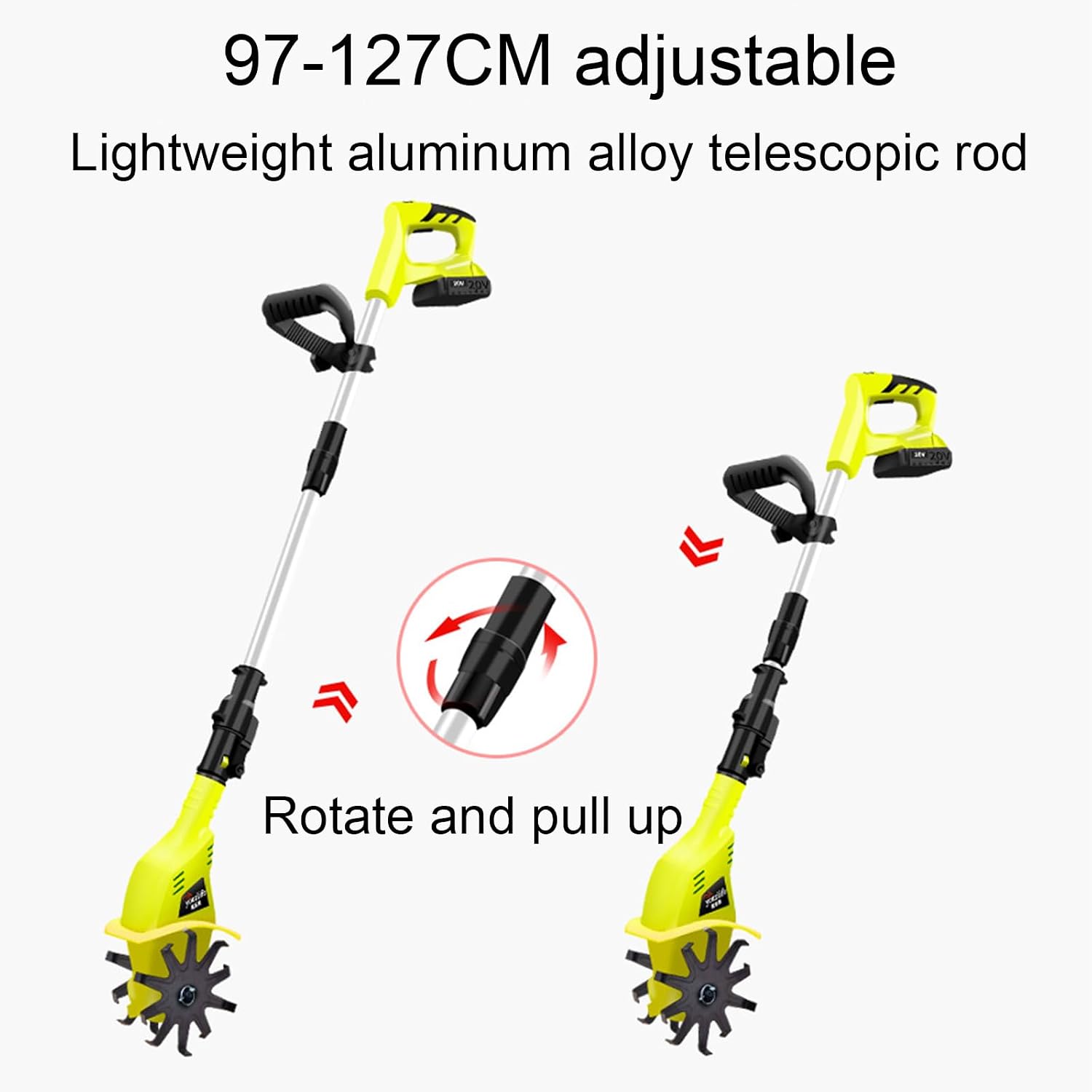 Cultivator, Adjustable Length, Manganese Steel Blade, Easy to Start with One Click, Easy to Carry, for Gardens and Vegetable Fields