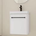 Glemab 17.31' Floating Wall-Mounted Bathroom Vanity, Wall-Mounted Storage Cabinet with Ceramic Sink, Soft-Close Cabinet Door, Bathroom Vanity with Ceramic Sink, White
