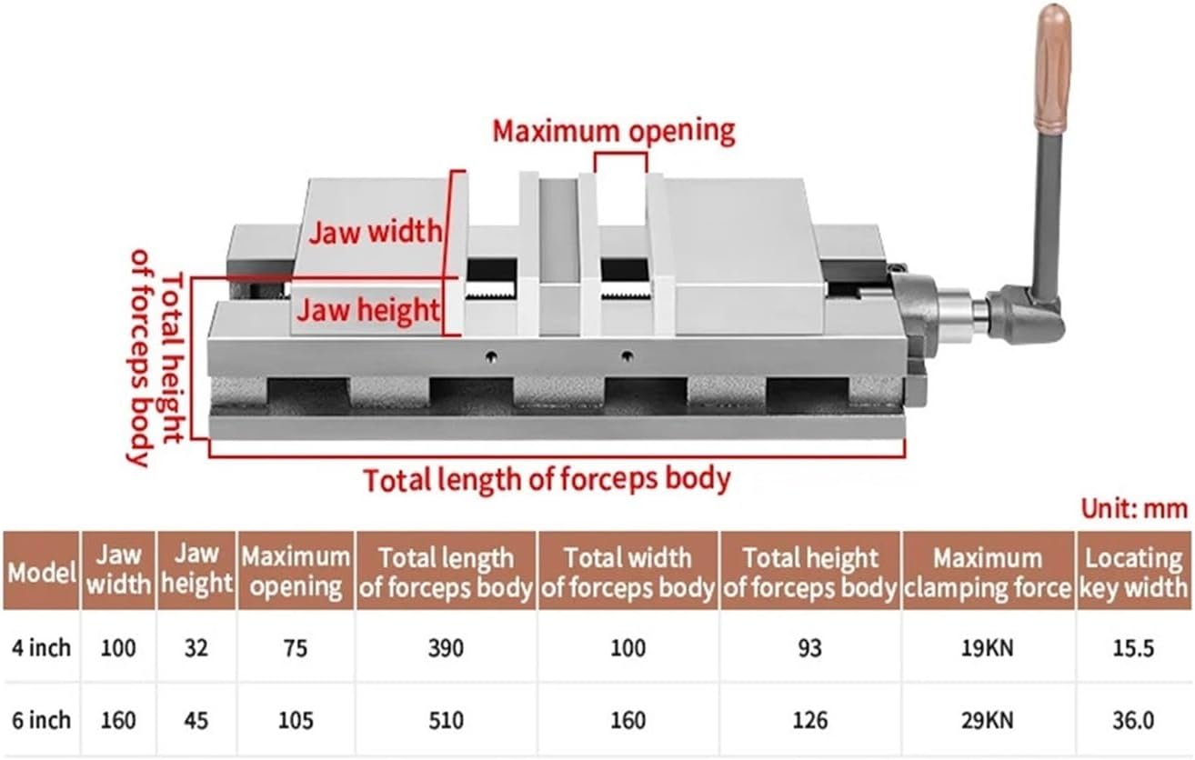 Heavy-Duty Machine Two-Way Angle Solid Flat-Nose Pliers CNC Double-Opening Machine Vise 4 6 Inch Clamp(4 inch)