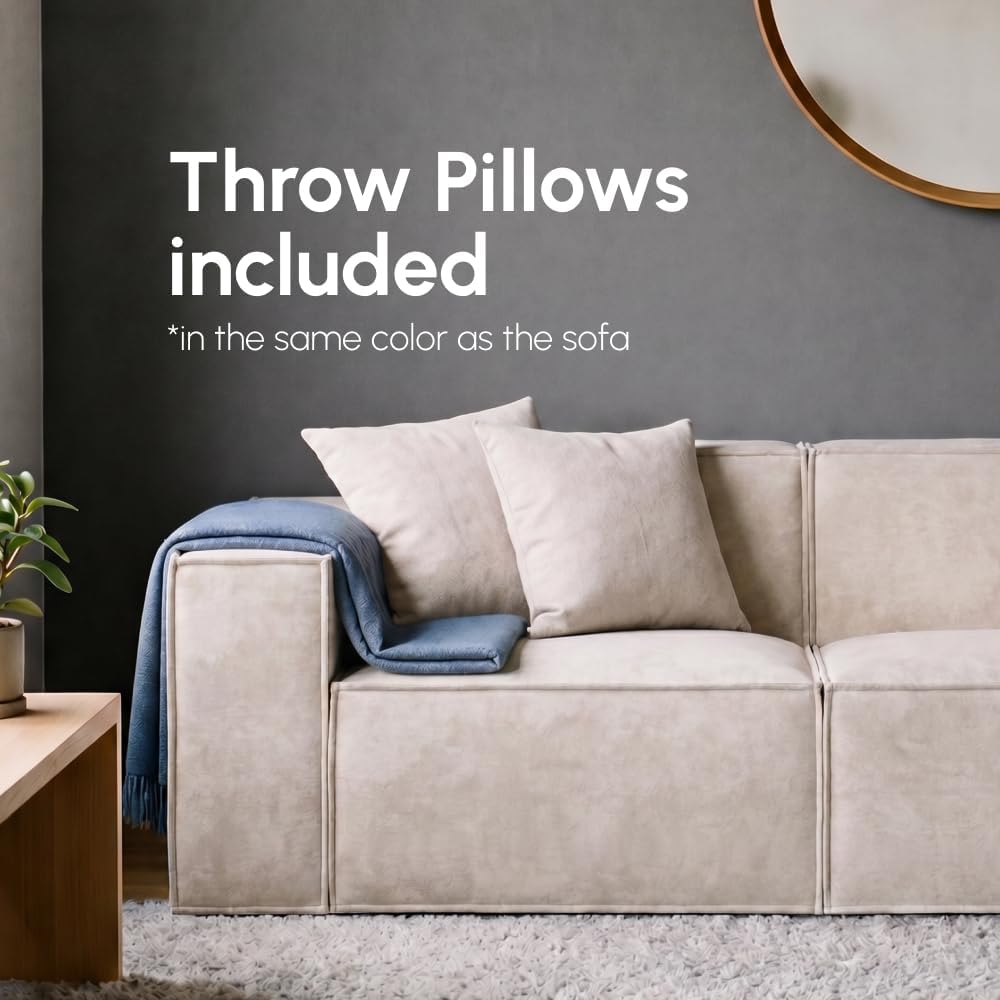 ROVE LAB Love Seat Sofa in a Box, No Assembly, Deep Seat and Comfy, Modular Sofa, Spill-Proof Fabric, Modern Small Couch for Living Room Loveseats, Bedroom, Apartment, Home Office (Helium Cloud)