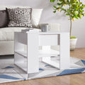Simple Design Coffee Table with Storage Shelf, Living Room Side End Table for Home, Office, White 21.9'x21.7'x17.7' Engineered Wood,-306