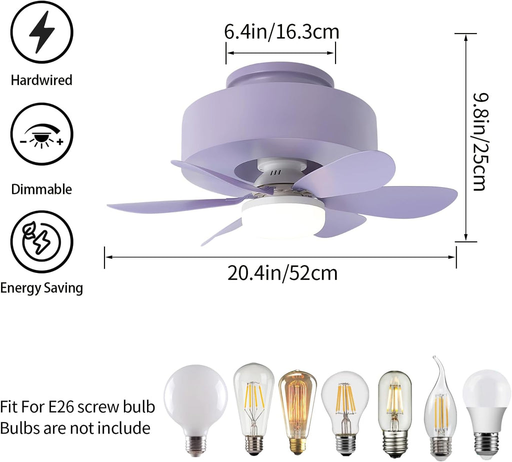 Nordic Retro Round Purple Resin Semi-Recessed Fan Ceiling Light, Simple Style, Ceiling Lighting, Corridor Lighting, Entrance, Toilet