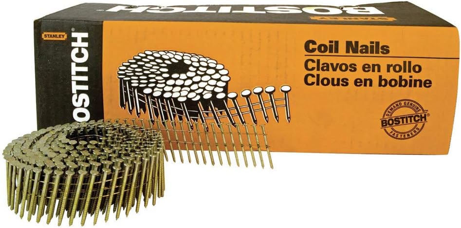 BOSTITCH Framing Nails, Thickcoat Round Head, 1-1/2-Inch by .080-Inch by 15 Degree Ring Shank Coil, Sliding Nail, 4,200-Pack (C4R80BDG)