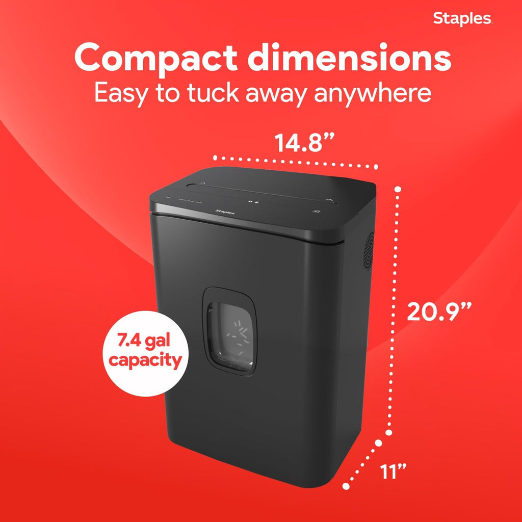 Staples 20-Sheet Micro-Cut Paper Shredder, High-Security Document & Credit Card Shredding for Offices, Black