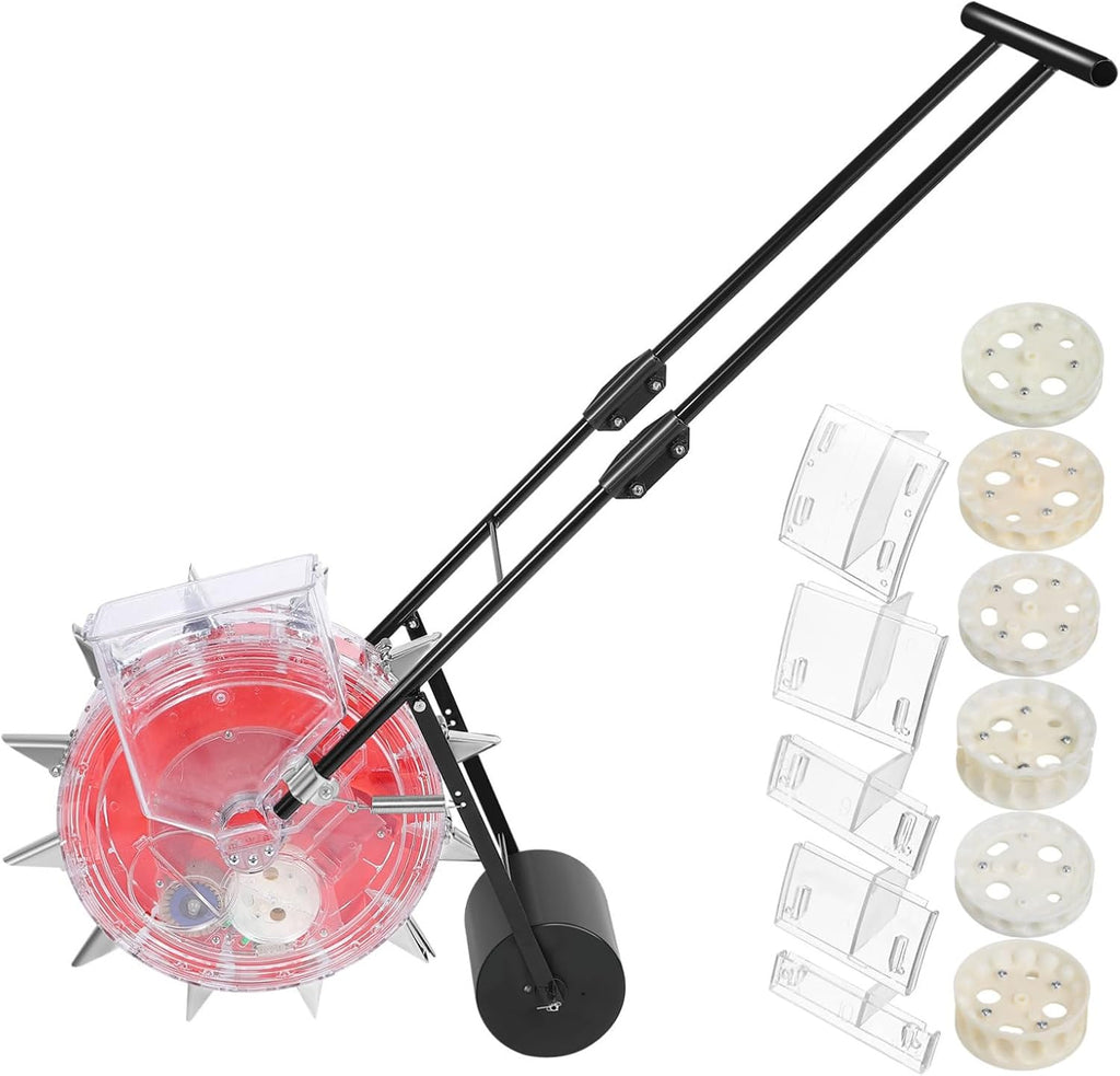 ORFOFE Hand Push Seeder Planter Manual Garden Roller with Nozzles for Precision Sowing and Fertilizing Easy to Use Gardening Tool for Efficient Planting