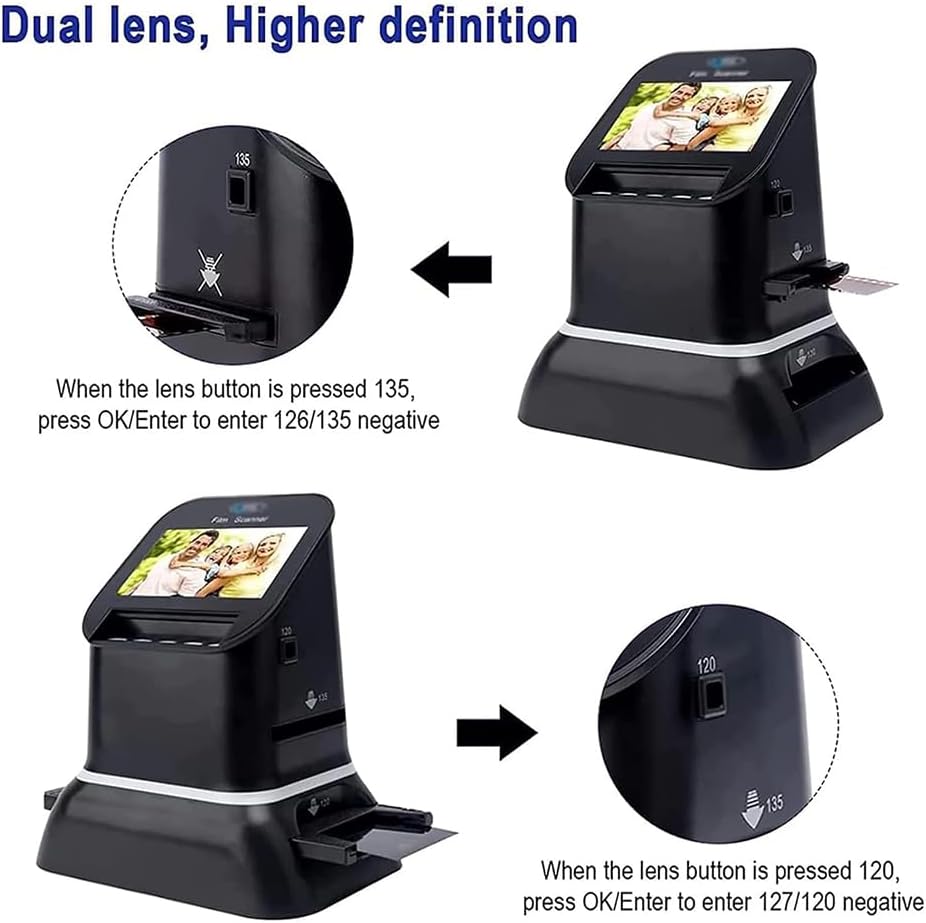 Digital Film Scanner, Mini Slide & Film Scanner, Portable Film Scanners, 1080P Digital Film Converter, Convert Negative & Slides