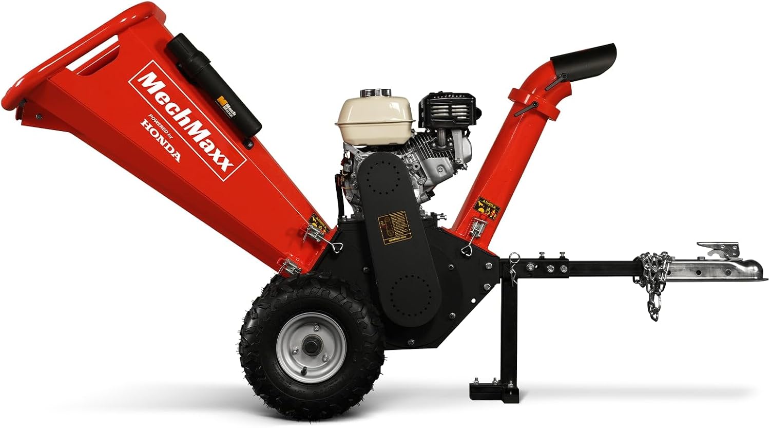 MechMaxx 4'' inch Honda 196cc 6.5HP Gasoline Engine Powered Towable Wood Chipper Shredder with Tow Bar, 4' Max Chipping Diameter Capacity, Emergency Stop Button, Model GS650