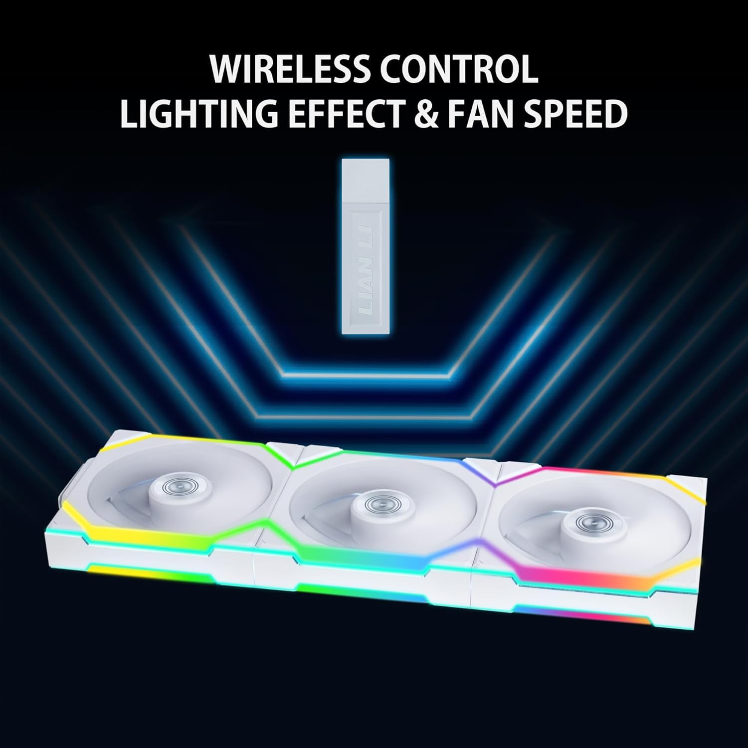 Lian Li UNI Fan SL Wireless (Reverse Blade) 120mm ARGB Fan - Triple Pack - 2.4 GHz Wireless Signal for RGB & Fans Control - Daisy-Chain Design - Controller Included and Required - White (12RSL1W3W)