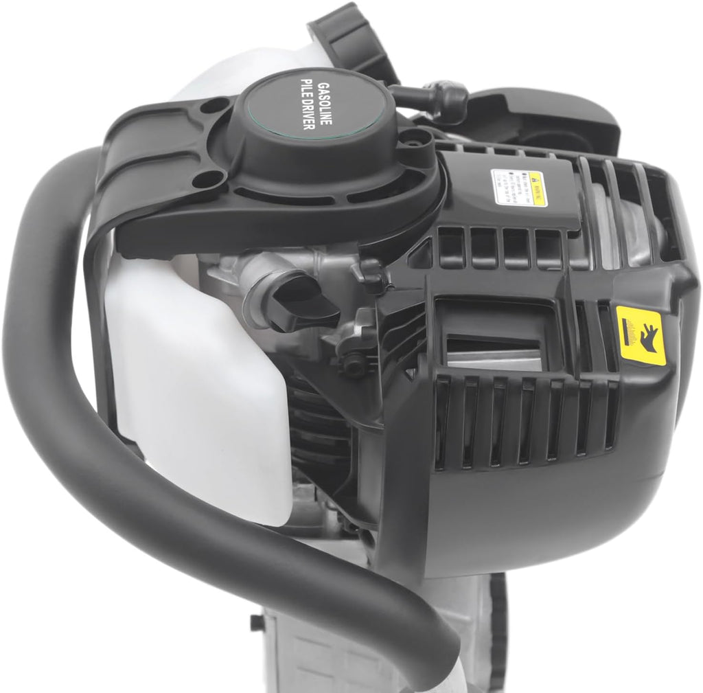 32.6CC 2 Stroke Gas Powered T-Post Driver, 0.9KW Gas Post Pounder Pile Driver, Single Cylinder Air Cooled Fence Post Driver with Hand Pull Start & 0.23 Gal Fuel Tank for Gardening (4-Stroke/ 37.7CC)