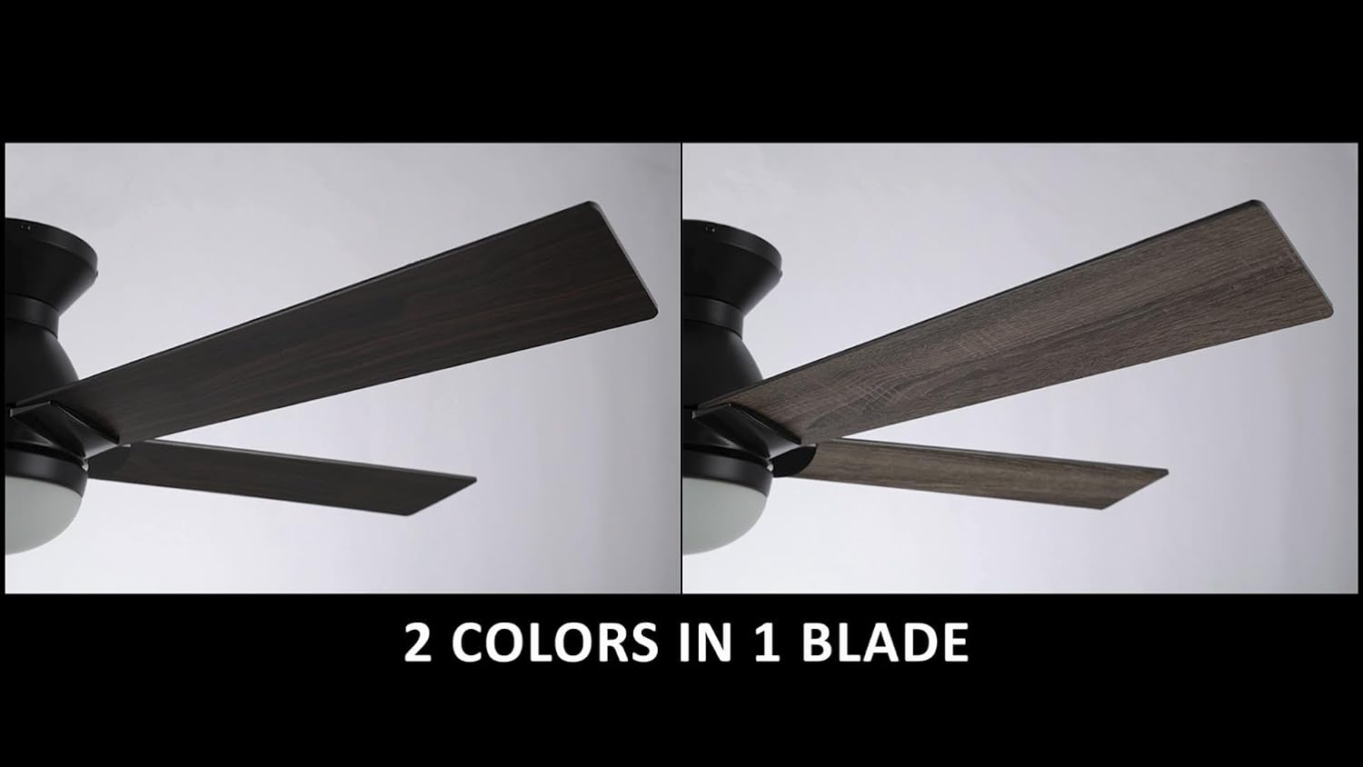 CEME Smart Ceiling Fans with Lights Flush Mount 52', 3 Light Colors Dimmable, 10 Speeds DC Ceiling Fan with Remote, Outdoor Ceiling Fan Compatible with Alexa, Siri & Google Home, Black & Dark Walnut