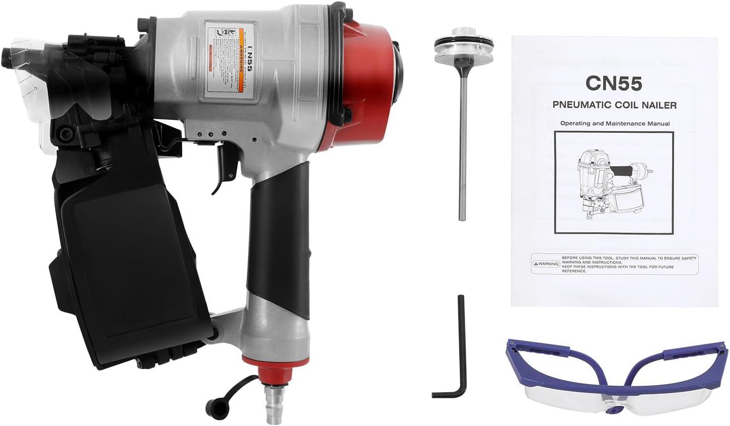 CN55 Portable Pneumatic Coil Siding Nailer Industrial Nail Gun 75PSI-100PSI