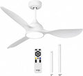 reiga 52 inch Ceiling Fans with Remote Control and Led Lights, Modern Quiet Reversible DC Motor Fan, 3 Blade High Flow for Living Room Bedroom, White