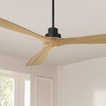 Casa Vieja 66' Delta XL Modern Country Indoor Cottage Core Outdoor Ceiling Fan 3 Blade Remote Control Matte Black Finish Wood Blades Bedroom Patio Living Room DC Motor Decorative Damp Rated Garage