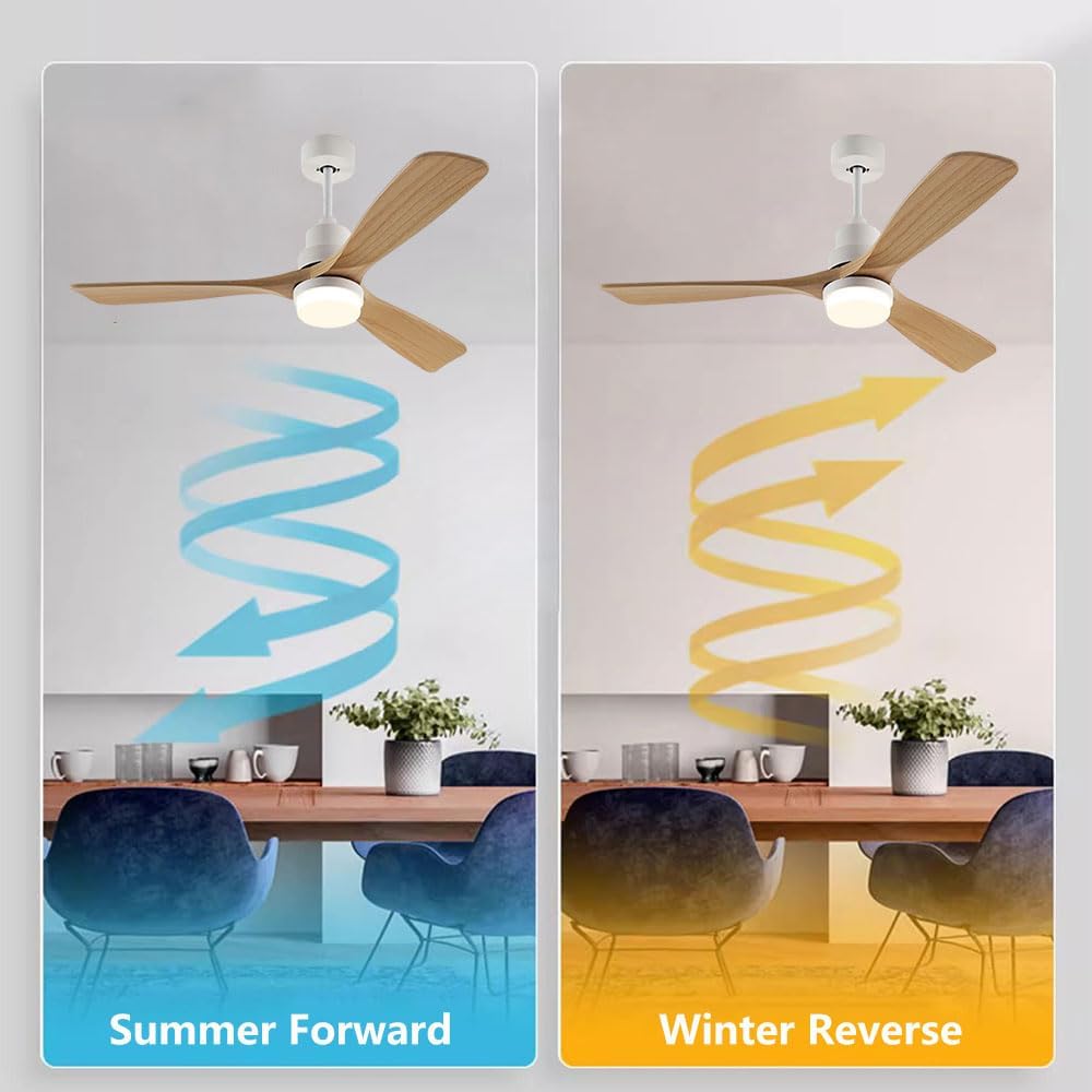 Wood Ceiling Fan with Lights Industrial Retro 42 inch Ceiling Fan with Light and Remote 3 Color Dimmable, Reversible Mute Farmhouse Ceiling Fan Outdoor Ceiling Fans for patios with Light