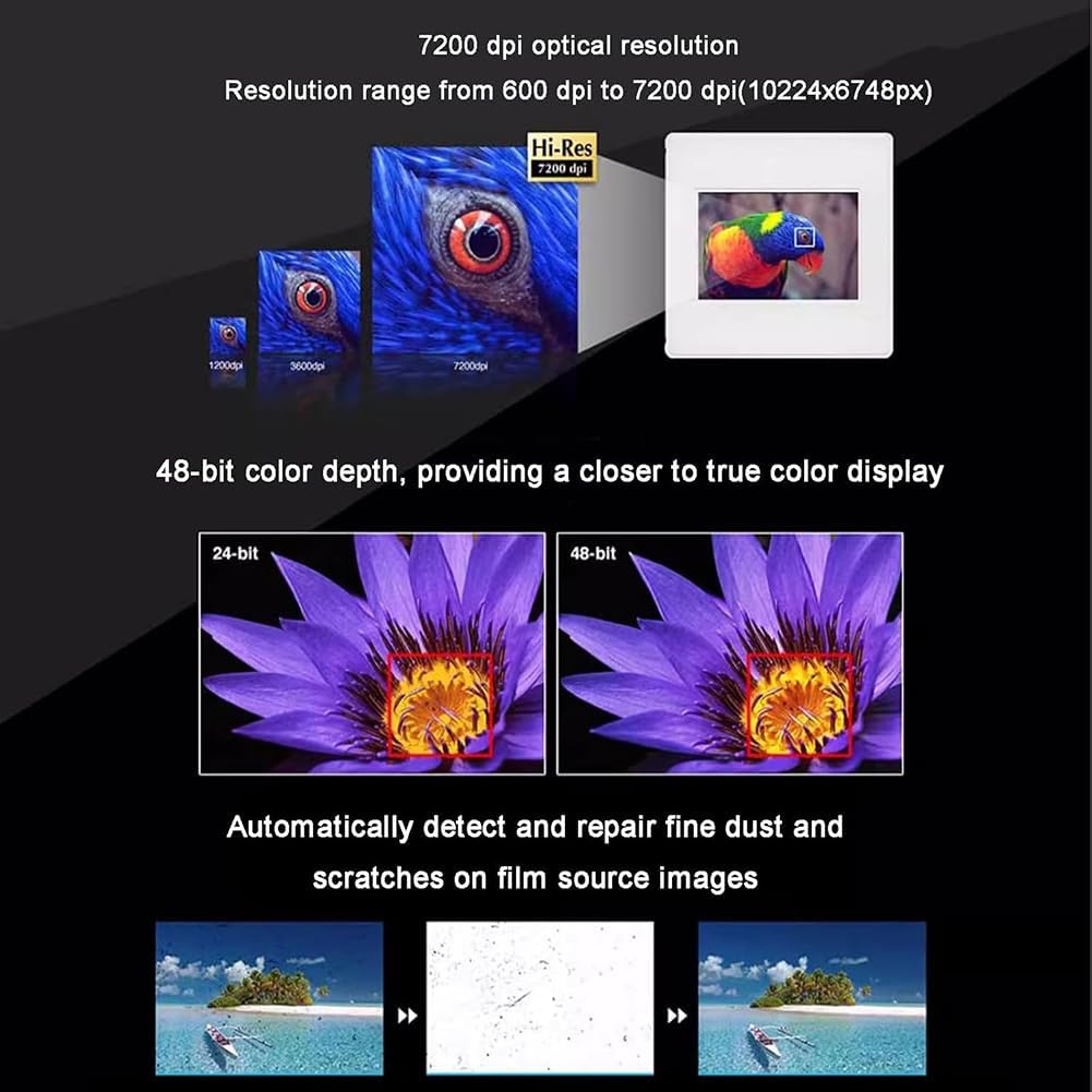 35Mm Digital Film Scanner, 35Mm Slide and Film Viewer, Converts 35Mm Film to JPEG Digital Images, Wide Format Infrared Film Scanner