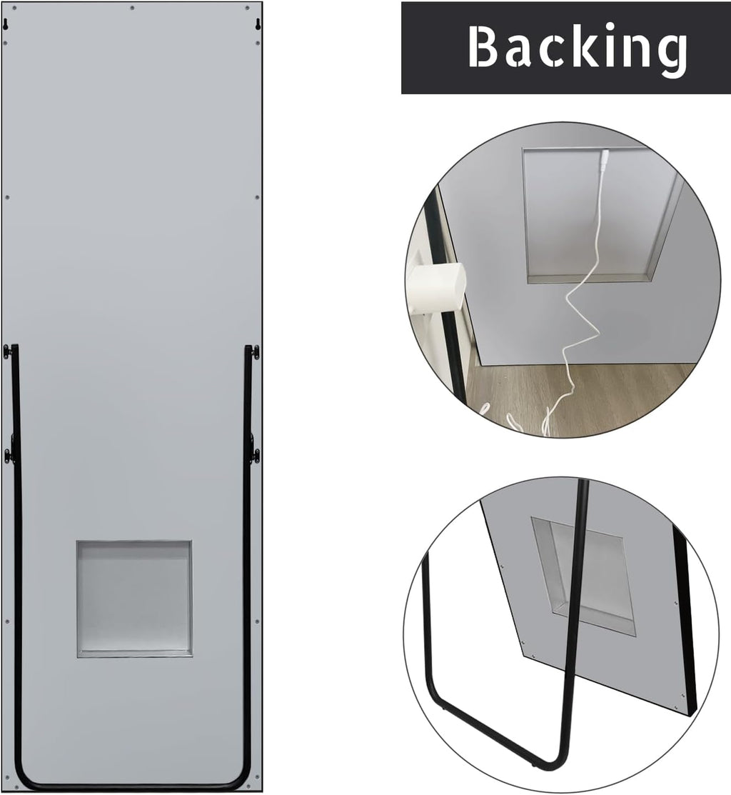 65x22 inch Framed Led Mirror for Wall Color Changing Free Standing Full Length Mirror