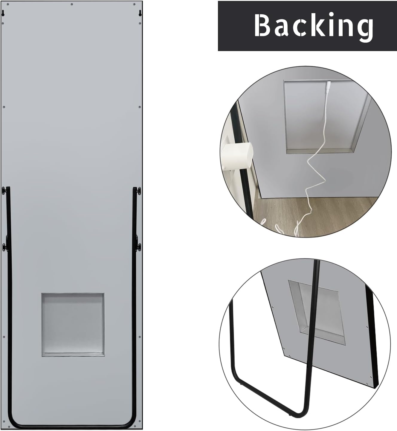 65x22 inch Framed Led Mirror for Wall Color Changing Free Standing Full Length Mirror