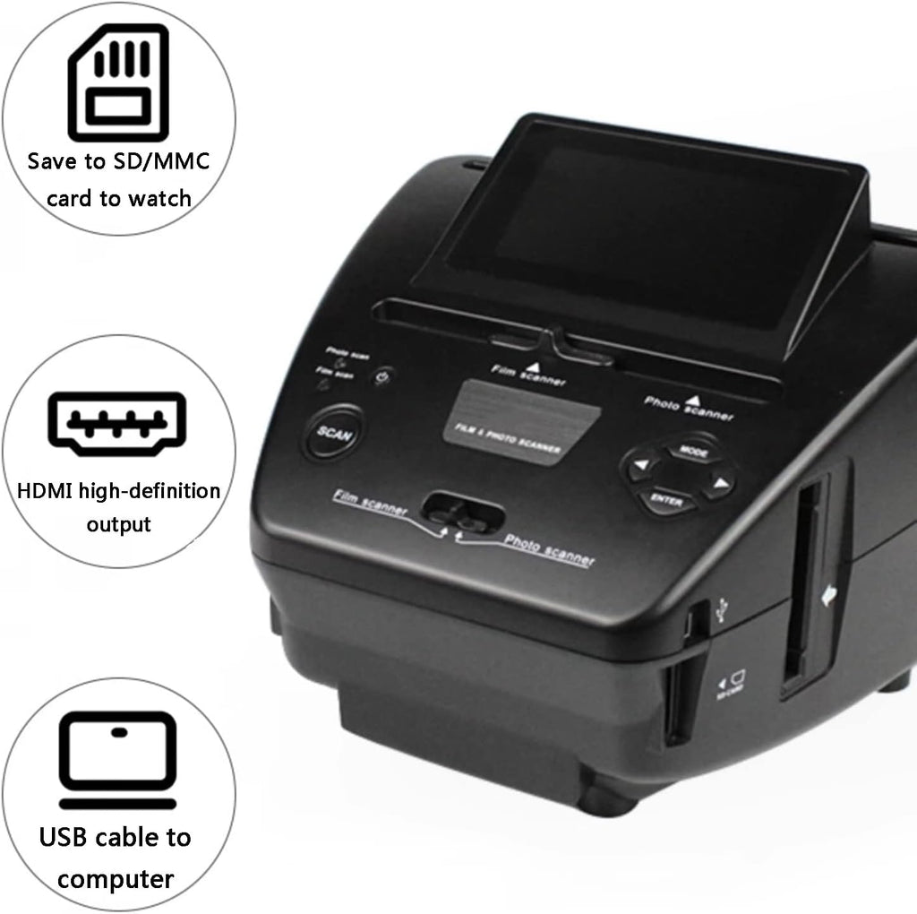 Digital Film Scanner, 22MP All-in-1 Film & Slide Scanner, with 5' LCD Screen, Converts 35mm/135 Slides & Negatives Film, Photo